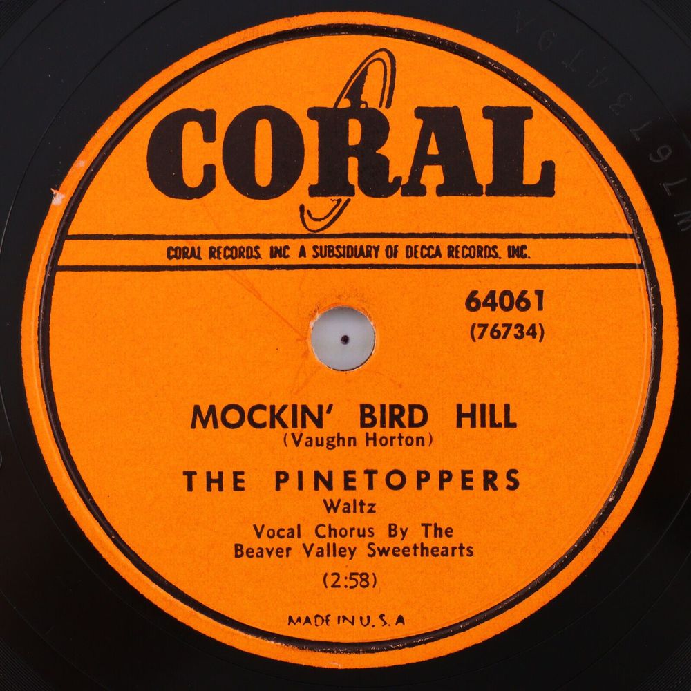 The Pinetoppers - Mockin' Bird Hill / Big Parade Polka 1950 78 rpm Record 64061